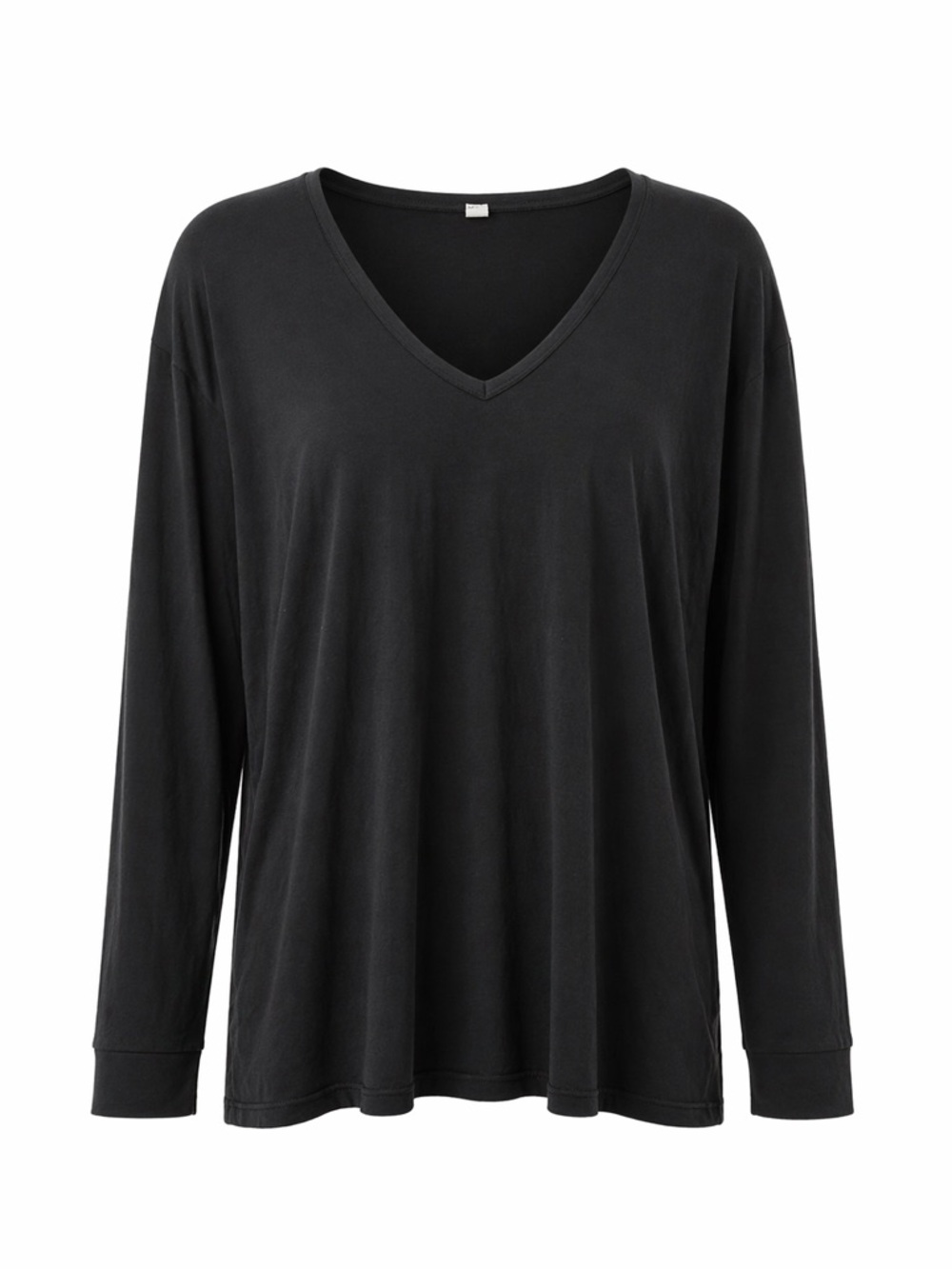 Uniqlo Black V-Neck Long Sleeve Tee XL Relaxed Basic Top